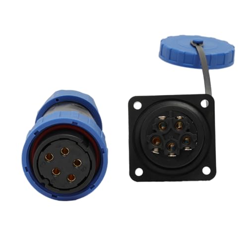 TY28 5 Pin 25A Waterproof Female Male Connector, Cable Plug Socket Easy Screw Crimp Quick-Disconnect for Electrical Power 12 AWG Wire - color: Screw Mount, size: 5 Pin 25A