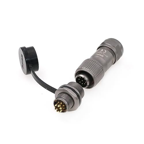 SZRMCC Weipu ST12 Waterproof Cable Connector 9Pin IP67 Metal Threaded Circular Aviation Power Connector Solder Electrical Wire Plug Socket 12mm (9 Pin 3A) - size: 9 Pin 3A
