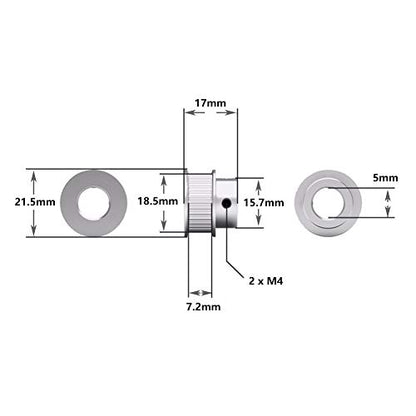 2PCS GT2 Timing Pulley 30 Teeth Bore 5mm Synchronous Wheel - size: 30 Teeth Bore 5mm