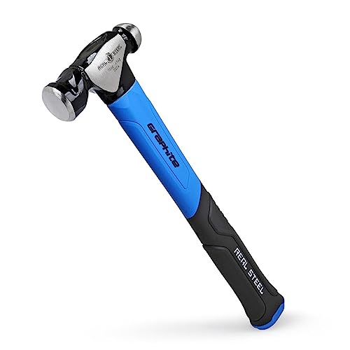 Real Steel Ball Peen Hammer 16oz, Jacketed Graphite Metalworking Tool Forged Steel Head Ball Pein Hammer 0504 - size: 16 ounce