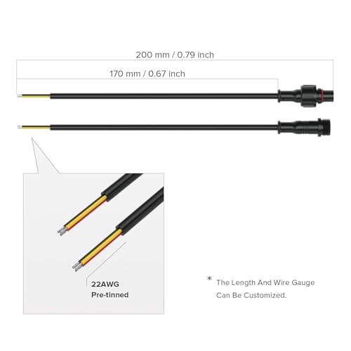 BTF-LIGHTING 3 Pin Electrical Connector 22AWG IP65 Male Female Connector 7.87in/20cm Extension Cable for Car,Truck,Boat,Indoor/Outdoor LED Strip Lights/String 15mm Nut Small Size 5 Pairs - size: 3 PIN Small Size