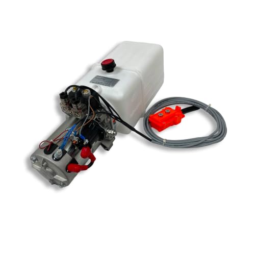 Hydraulic Pump for Dump Trailer 12 Volt DC Double Acting - Solenoid Hydraulic Power Unit 6 Quart Plastic Tank - Dump Trailer Electric Hydraulic Power Pack - size: 6 Quarts