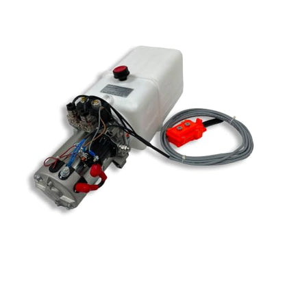 Hydraulic Pump for Dump Trailer 12 Volt DC Double Acting - Solenoid Hydraulic Power Unit 6 Quart Plastic Tank - Dump Trailer Electric Hydraulic Power Pack - size: 6 Quarts