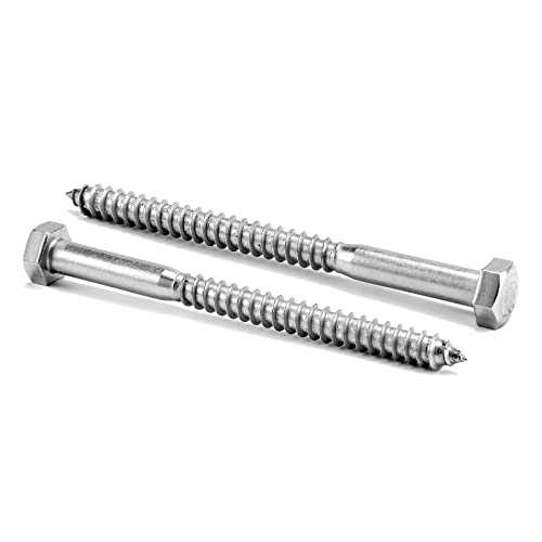 3/8" x 4" Hex Head Lag Screws Bolts 20Pcs 304 Stainless Steel 18-8, Partial Thread, Hexagon Head Wood Screws by SG TZH - size: 3/8-16 x 4"