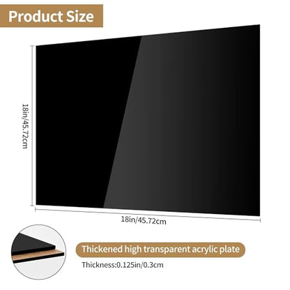 Lesnlok 18x18 Black Acrylic Sheet 1/8 inch Thick 3mm 2 Pieces Black Plexiglass Sheet,Suitable for Painting, Handicrafts, DIY Display Projects (2, 18 x 18) - size: 18 x 18 x 1/8