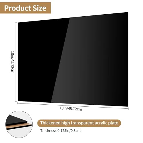 Lesnlok 18x18 Black Acrylic Sheet 1/8 inch Thick 3mm 2 Pieces Black Plexiglass Sheet,Suitable for Painting, Handicrafts, DIY Display Projects (2, 18 x 18) - size: 18 x 18 x 1/8