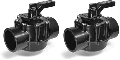 FibroPool 1.5" 2-Way Inline Pool Diverter Valve – CPVC, Non-Lube PTFE Seats, Slip Ports – Positive Shut-Off for Pools, Spas, Heaters, Salt & Chemical Systems (Pack of 2) - size: 1.5 inches (Pack of 2)