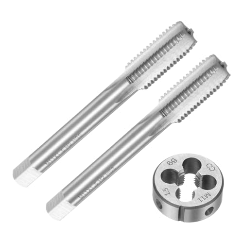 uxcell 3pcs Tap and Die Set, Metric M11 x 1.5 Thread Taps & Round Die, Tapping Threading Tool Tap & Die Kit for Nut Screw Bolt Thread Repair - size: M11 x 1.5