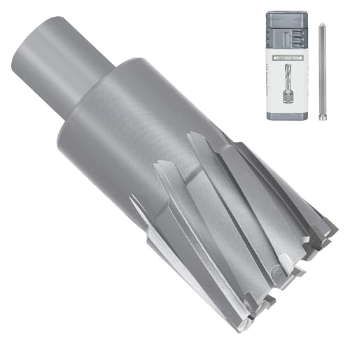 KEENTECH Carbide-Tipped Annular Cutter, 1-7/16" Diameter x 2" Depth, 3/4" Weldon Shank (2 Flat), High Speed Cutting TCT Mag Drill Bit with Pilot Pin for Harder Material, Stainless Steel, Cast Iron - size: 1-7/16" Dia * 2" Depth