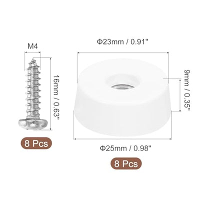 uxcell 8Pcs Rubber Bumper Feet, 0.35" H x0.98 W Round Pads with Stainless Steel Washer and Screws for Furniture, Appliances, Electronics - size: 0.35" H x0.98" W