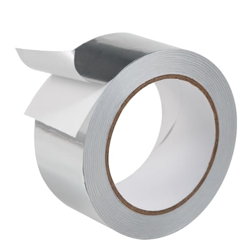 Qoqooice Aluminum Foil Heavy Duty Silver Duct Tape 2 Inch 99Ft 3.9 Mils High Temperature Sealing and Patching for HVAC Air Ducts Metal Repair Foamboard Insulation Dryer Vent and More
