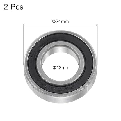 uxcell 2Pcs S6901-2RS Deep Groove Ball Bearings 12mm x 24mm x 6mm Double Sealed 440C Stainless Steel (ABEC3) - size: 12mm x 24mm x 6mm
