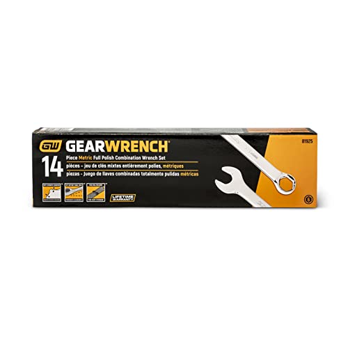 GEARWRENCH 14 Piece 6 Point Combination Metric Wrench Set | 81925 (Pack of 10) - size: Metric (Pack of 10)