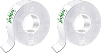 Jwxstore Extra Large Double Sided Tape Heavy Duty Removable 1.18 Inch x 196 Inch, Clear & Tough Nano Tape, Multipurpose Mounting Tape Picture Hanging Strips Adhesive for Carpet Poster (Pack of 2) - size: 1.18 Inch x 196 Inch (Pack of 2)