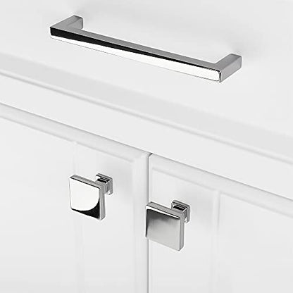 KOOFIZO 30 Pack Polished Chrome Cabinet Knobs, Square Single Hole Pulls K08 - color: Polished Chrome, size: Knob 1 - 30Pcs, style: Modern