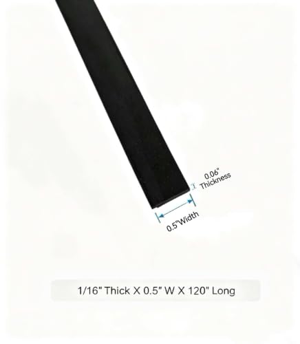 Black Adhesive Solid Rubber Strips Self Stick Neoprene Rubber Rolls Sheets - size: 1/16"Thick*1/2"W*120"L