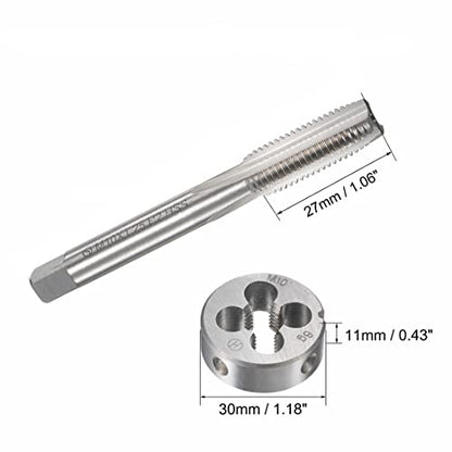 10mm x 1.25 HSS Metric Tap and Die Set Right Hand Thread,Tapping DIY Tool 3pcs (M10 x 1.25mm) - size: M10 x 1.25mm