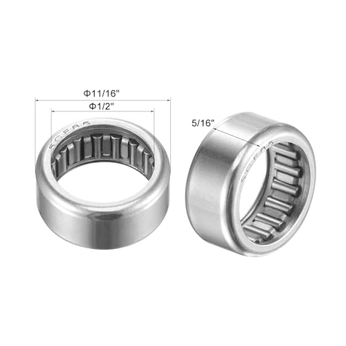 uxcell SCE85 Needle Roller Bearings 1/2-inch Bore 11/16-inch OD 5/16-inch Width Chrome Steel Open End 5pcs - size: 1/2x11/16x5/16"
