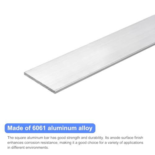 uxcell Square Aluminum Flat Bar, 2pcs 1/8" Thickness 2" Width 12" Length Square Aluminum Bar 6061 Aluminum Flat Plate, 3 x 50 x 305mm T6511 Solid New Mill Stock - size: 1/8" x 2" x 12"