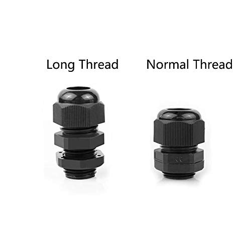 EZFIT Long Threads Cable Gland 10 Pack Plastic Waterproof Adjustable 3-13mm Cable Connectors PG7 PG9 PG11 PG13.5 PG16 Cable Glands Joints With Gaskets Enough Thread (Long Thread)