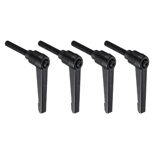 uxcell 4pcs Lever Adjustable Handles M6 x 25mm Metric Male Thread with Nuts Washers, Level Clamping Handle Set Hand Stud Knobs Rotating Screw Handles Bolts with Locking Lever, Black - size: M6 x 25mm