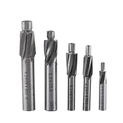Watris Veiyi 5PCS Counterbore Drill Bit Set, 4 Flutes End Mill Bits