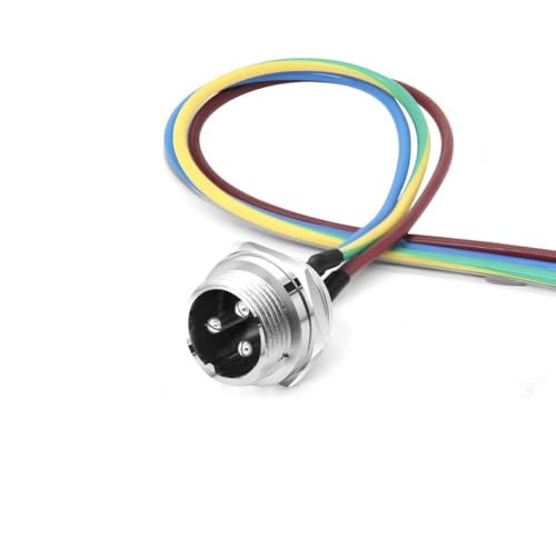 0.66Ft GX16 3Pin Male Aviation Connector Cable,Panel Mount Metal Circular Adapter PVC Cable Connector 7A/125V,16mm for Electrical and Electronic Connections Cable 0.2M - size: 3Pin