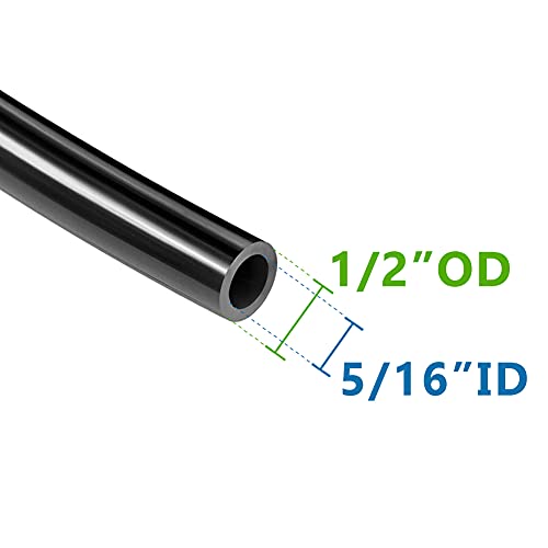 Feelers Pneumatic PU Tubing, 1/2"OD Hose PU Polyurethane Air Hose Tube Line for Air Compressor Water Fluid Transfer Black (16.4 ft) - color: Black, size: 1/2" OD - 16.4ft