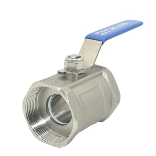 VARMHUS 2" Stainless Steel 304 Ball Valve 1Pc Type NPT Female Threaded with Heavy Duty Blue Vinyl Insulation Handle,CF8M Ristricted Flow,1000 WOG (2") - size: 1 Piece 2 inches