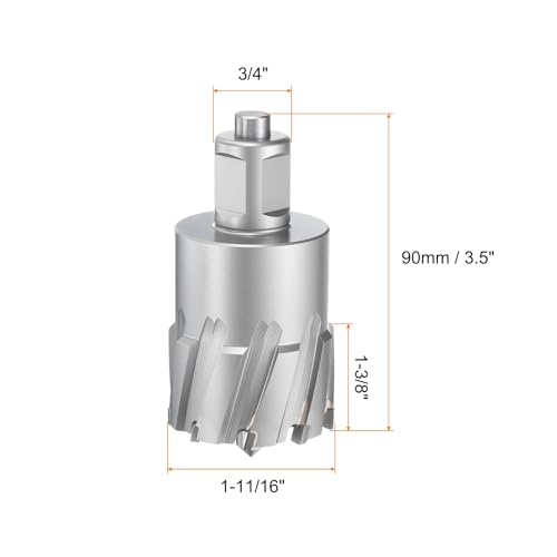HARFINGTON Annular Cutter 1-11/16" Dia 1-3/8" Depth 3/4" Shank TCT Cutting Drill Bits with Pin for Magnetic Drill Press - size: 1-11/16" x 1-3/8"