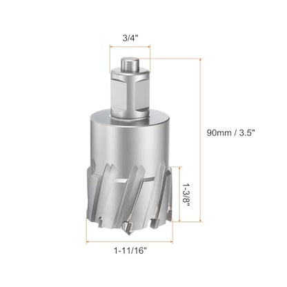 HARFINGTON Annular Cutter 1-11/16" Dia 1-3/8" Depth 3/4" Shank TCT Cutting Drill Bits with Pin for Magnetic Drill Press - size: 1-11/16" x 1-3/8"