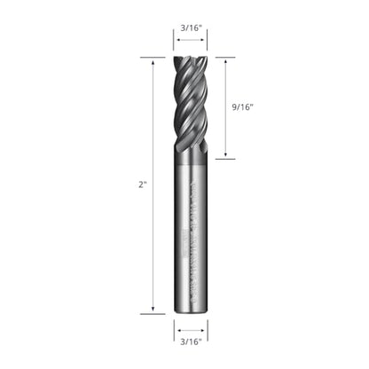 Tools Carbide End Mill,PVD AlTiN Coating for Stainless Steel Materials Cutting, 4 Flute,3/16" Shank (3/16-2“, 5pcs) - size: 3/16"DIA - 1"FL - 2"OL 3/16Shank 5pcs