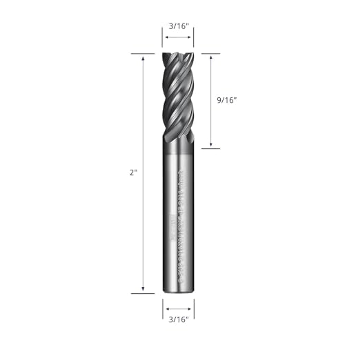 Tools Carbide End Mill,PVD AlTiN Coating for Stainless Steel Materials Cutting, 4 Flute,3/16" Shank (3/16-2“, 5pcs) - size: 3/16"DIA - 1"FL - 2"OL 3/16Shank 5pcs