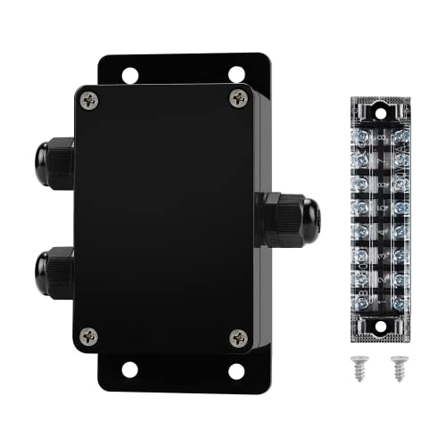JINDOUZI ABS IP67 Waterproof Dustproof Electrical Junction Box, with 15A 600V Barrier Terminal Cable Connector, 1 in/2 Out Power Junction Box（3.93 * 2.67 * 1.96in） - size: 1T2 3.93" x 2.67" x 1.96"