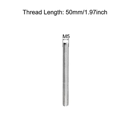 MECCANIXITY Fully Threaded Rod M5 x 50mm 0.8mm Thread Pitch 304 Stainless Steel Right Hand Threaded Rods Bar Studs 5 Pack - size: M5 x 50mm