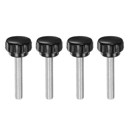 uxcell 4pcs Knurled Clamping Knobs M8 x 45mm Metric Zinc Plated Carbon Steel Male Thread Thumb Screw on Type 30mm Plastic Round Head Threaded Hand Bolt Stud Knobs Black - size: M8 x 45mm x 30mm