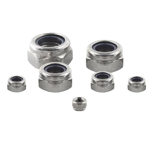 50PCS Stainless Steel 304 Lock Nuts, M5-0.8 Nylon Insert Hex Lock Nuts - size: M5-0.8
