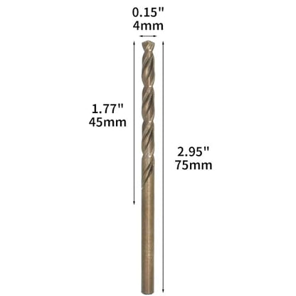 Metric Cobalt Drill Bits 4mm 10PCS, M35 high Speed Steel, high Hardness Straight Shank Drill, Mechanical or Hand Drill for Drilling, Suitable for Stainless Steel, Iron, Copper and Aluminum. - size: 4 mm (10 Count)