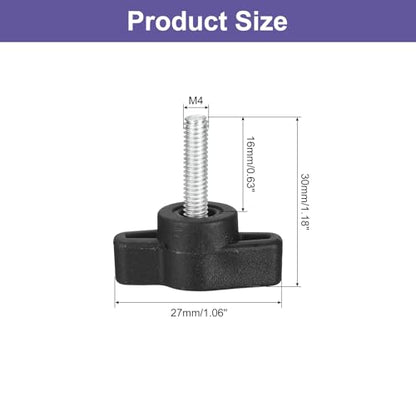uxcell 4Pcs Clamping Screw Knob, M4 x 16mm Metric Carbon Steel t Shaped Thumb Screws Handle for Quick Remove Hand Tightening Knob Replacement - size: M4 x 16mm