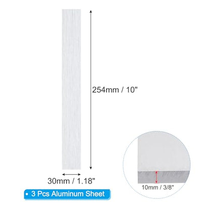 PATIKIL 6061 T651 Aluminum Sheet Metal 10 x 1.18 x 3/8(0.4") Inch 3Pcs Flat Plain Aluminum Plate Covered Stock with Protective Film, Heat Rectangle 10MM for Lndustry Crafting - size: 10" x 1.18" x 3/8"