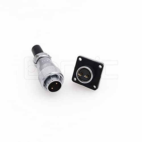 WS16 2 Pin Aviation Connector Waterproof Plug Male Female Square Socket Metal Threaded Signal LED Industrial Equipment - size: 2Pin