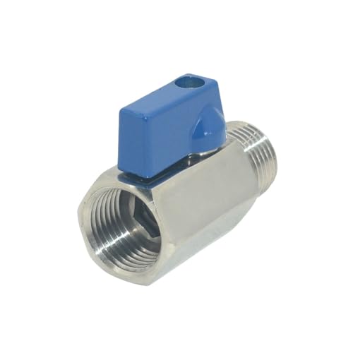 VARMHUS Pack of 2 304 Stainless Steel NPT Mini Ball Valve, Female x Male Thread Shut Off Valve for Water, Oil and Gas (1/2inch) - size: 1/2inch