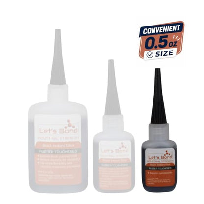 Let's Bond 0.5 oz Black Premium Cyanoacrylate, Medium Viscosity, 300 CPS - size: 0.5 oz