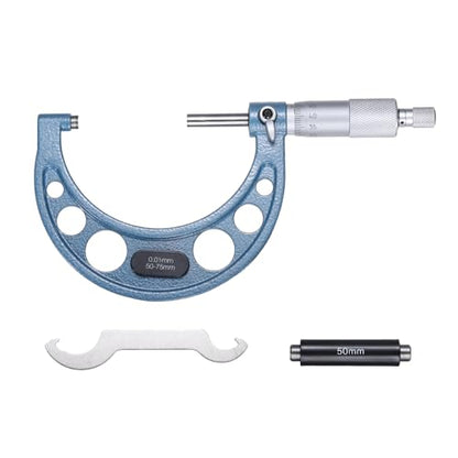 HARFINGTON Metric Outside Micrometer 50-70mm Range +/-0.01mm Accuracy,Blue - size: 50-75mm
