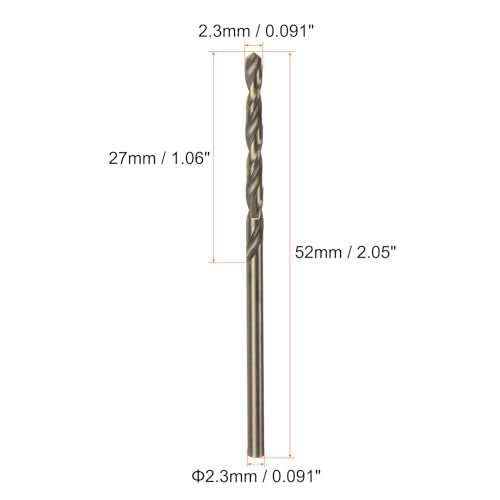 HARFINGTON 10pcs Cobalt Jobber Drill Bits 2.3mm / 0.091" M35 High Speed Steel HSS Twist Drilling Bit Tool for Stainless Steel Copper Wood Plastic and Other Hard Materials - size: 2.3mm