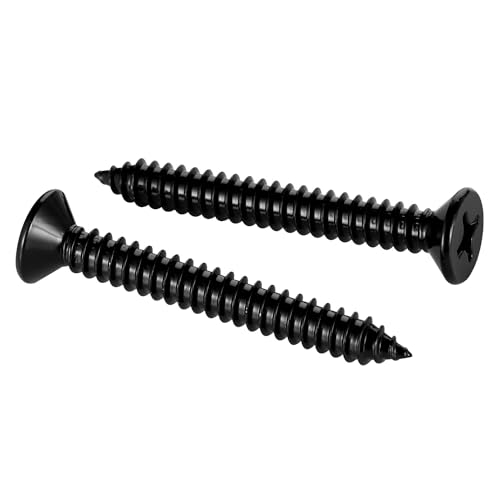 #4 x 1-1/2" Wood Screws Flat Head Fast Self Tapping Drywall Screws 18-8 Stainless Steel 304 Black Finish, 100 PCS - size: #4 x 1-1/2"