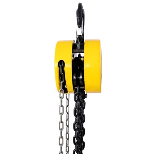 2 Ton Manual Chain Hoist, 4400 lb Hand Chain Hoist, Heavy Duty Chain Block Hoist with Mechanical Load Brake & Forged Hooks Alloy Steel Chain for Garage, Warehouse & Construction,Yellow - color: Yellow