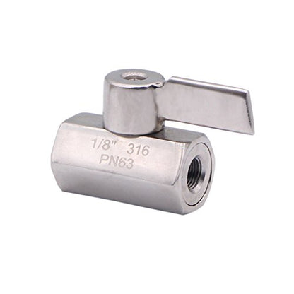 DERNORD Stainless Steel Mini Ball Valve 1/8 Inch NPT Thread Female (Pack of 2) - size: 1/8 Inch, style: Pack of 2