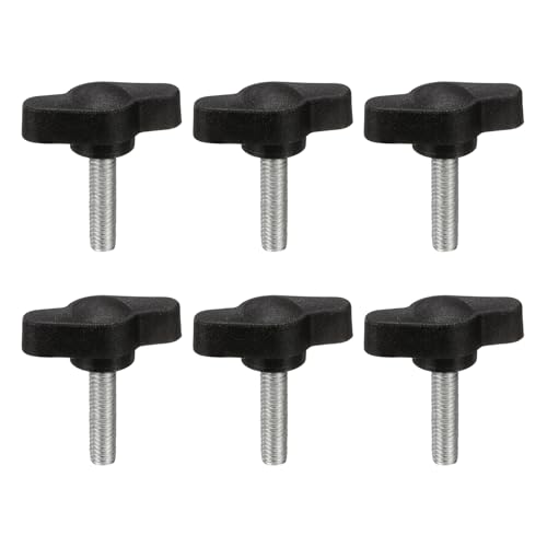 PATIKIL M5 x 20mm Tee Wing Thumb Screws, 6Pcs Carbon Steel Mechanical Handle Bolt Thumb Screws for Remove Replace Hand Clamping Tightening Knobs Power Supply, Black - size: M5 x 20mm