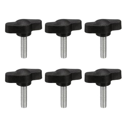 PATIKIL M5 x 20mm Tee Wing Thumb Screws, 6Pcs Carbon Steel Mechanical Handle Bolt Thumb Screws for Remove Replace Hand Clamping Tightening Knobs Power Supply, Black - size: M5 x 20mm